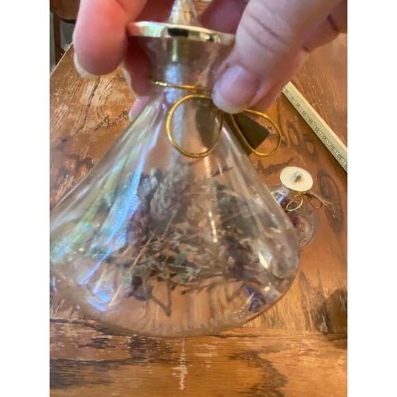 Lot Of 3 Vintage Glass Oil Lamps With Dried Flowers & Heart-Shaped Design Boho D - Picture 9 of 12